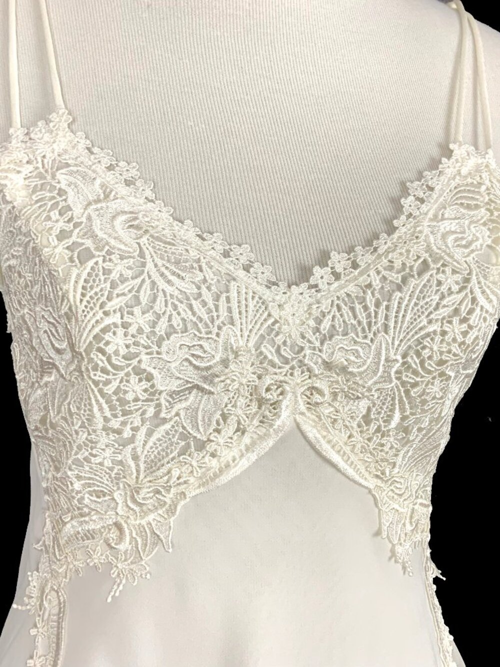 Vintage Cacique Paris White Lace babydoll Slip Dress Chemise Sz S
